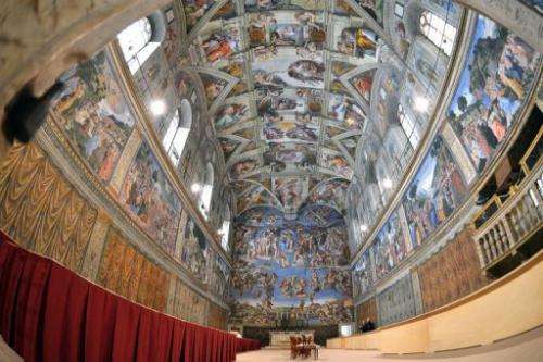 A view inside the Sistine Chapel in the Vatican ahead of a cardinals' conclave on March 9, 2013