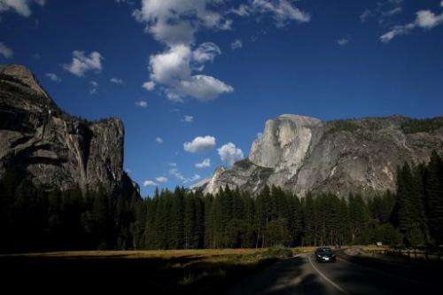 A view of Half Dome and the Yosemite Valley on August 28, 2013 in Yosemite National Park, California