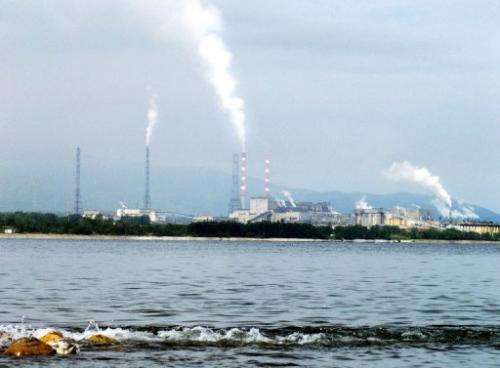 A view of the Baikalsk Pulp and Paper Mill,  on the shores of Russia's Lake Baikal, taken on August 11, 2003