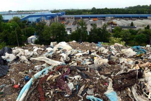 A waste dump site is seen on the outskirts of Polish capital Warsaw on May 24, 2013.