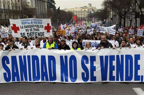Big protests in Spain against health care reforms