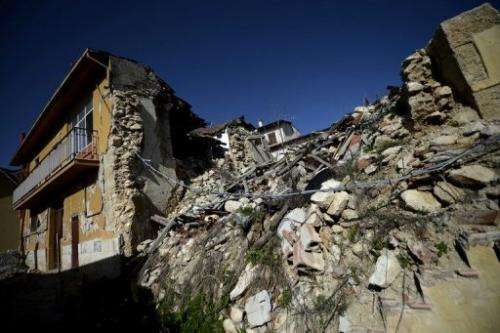 Buildings in Onna, Italy, that were damaged in the 2009 earthquake, seen on October 22, 2012