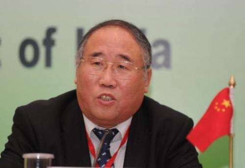 China's top climate negotiator Xie Zhenhua addresses a press conference in New Delhi on February 14, 2011