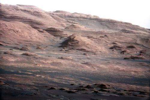 Colour image released by NASA on August 28, 2012 and taken on Mars by the Curiosity rover on August 23 shows Mount Sharp