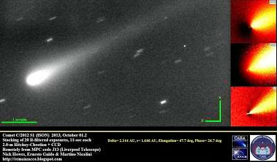 Comet ISON and Mars imaged together during close approach