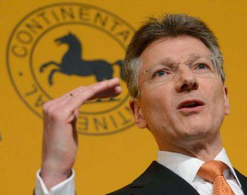Continental chief executive Elmar Degenhart speaks during a press conference in Frankfurt, on March 7, 2013