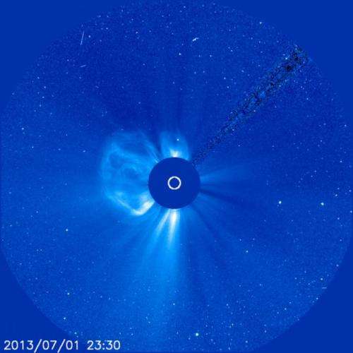 Coronal mass ejection headed toward Mercury and Venus