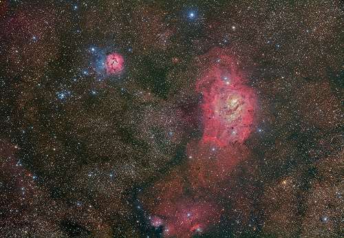 Deep and wide: Stunning amateur view of the lagoon and trifid nebulae
