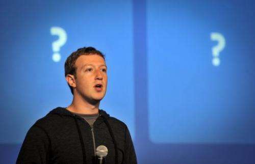 Facebook CEO Mark Zuckerberg speaks at an event at Facebook's Headquarters office in California on January 15, 2012