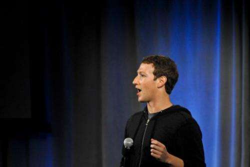 Facebook founder Mark Zuckerberg is pictured April 4, 2013