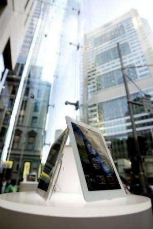 File photo of iPad tablets, displayed at an Apple store in Sydney, on March 16, 2012