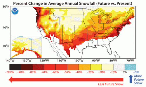 Forecast is for more snow in polar regions, less for the rest of us