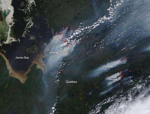 Forest fires near James Bay, Quebec