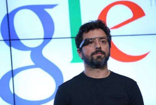Google co-founder Sergey Brin gives a news conference at Google headquarters on September 25, 2012 in Mountain View