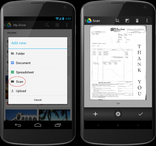 Google Drive sports new view and scan enhancements