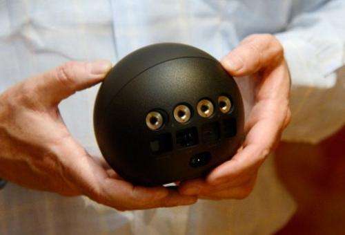 Google's videogame console Nexus Q is displayed on July 12, 2012 in Sun Valley, Idaho