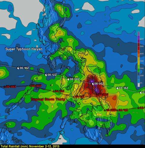 Haiyan and Tropical Storm 30W bring heavy rains to the Phillipines