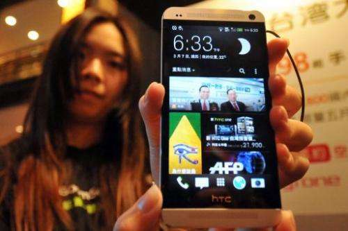 HTC's new 'HTC One' smartphone is pictured in Taipei, on March 7, 2013