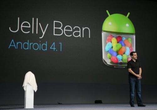 Hugo Barra, product management director of Android, introduces Google's Android 4.1 Jelly Bean system, June 27, 2012