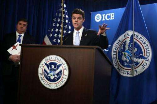 ICE Director John Morton speaks during a news conference on January 3, 2013 at the ICE headquarters in Washington