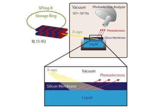 In situ tracking of electrochemical reactions at solid/liquid interfaces by photoelectron spectroscopy