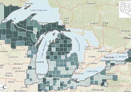 Interactive map to support climate change adaptation planning in Great Lakes region