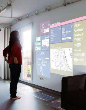 Internet pages are displayed on the living room wall of a prototype of a &quot;smart home&quot;, in Fuenterrabia, on March 4, 20