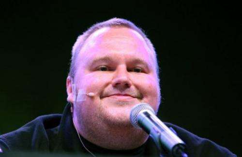 Internet tycoon Kim Dotcom is pictured during a press conference at his Auckland mansion on January 20, 2013