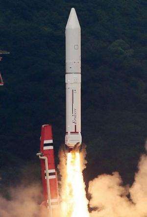 Japan's new solid-fuel rocket launches at the Uchinoura Space Center in Kagoshima on September 14, 2013