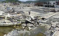 Japan tsunami exacerbated by landslide