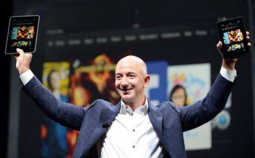 Jeff Bezos, CEO of Amazon, introduces the Kindle Fire HD on September 6, 2012 in Santa Monica, California