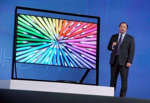 Joe Stinziano unveils Samsung's Ultra HDTV on January 7, 2012 in Las Vegas