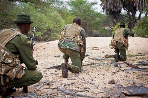 Kenya Wildlife Service (KWS) anti-poaching squad, seen during a patrol at the Kora National Park, on January 30, 2013