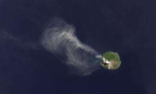 Landsat thermal sensor lights up from volcano's heat