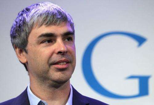 Larry Page speaks during a news conference at the Google offices on May 21, 2012 in New York