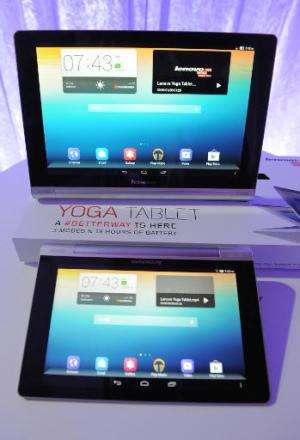 Lenovo unveils the Yoga Tablet in Los Angeles on October 29, 2013