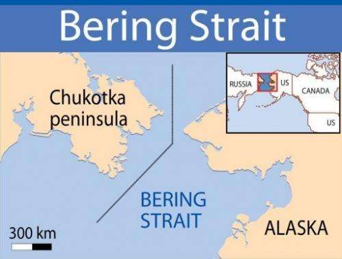 Map locating the Bering Strait