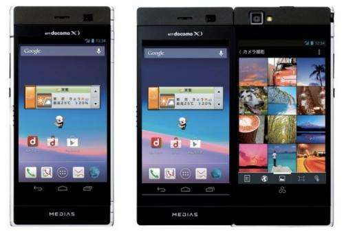 Medias W N-05E in wings as two-screen smartphone