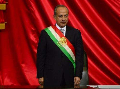Mexican outgoing President Felipe Calderon awaits the arrival of his successor in Mexico City, on December 1, 2012