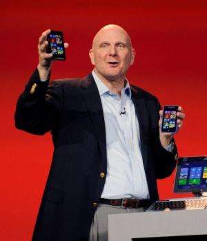 Microsoft  CEO Steve Ballmer appears on stage during a keynote address at the 2013 International CES,  January 7, 2013