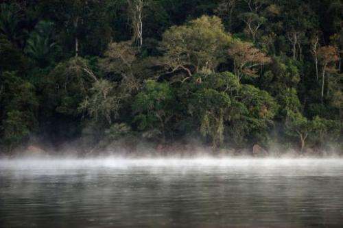 Mist over the surface of the Xingu river in Sao Felix do Xingu in Para state, northern Brazil, on August 7, 2013