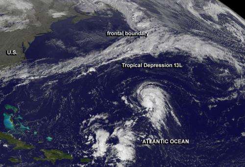 NASA animation shows birth of 13th Atlantic tropical depression