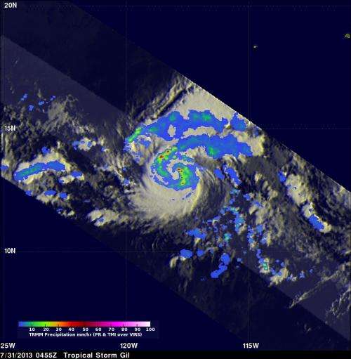 NASA finds powerful storms in quickly intensifying Tropical Storm Gil