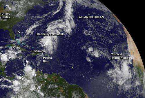 NASA investigates Gabrielle's remnants and new Tropical Storm Humberto