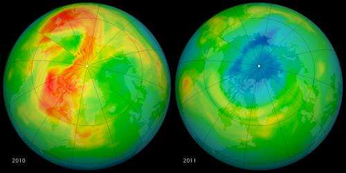 NASA pinpoints causes of 2011 Arctic ozone hole