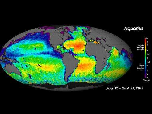 NASA's Aquarius sees salty shifts