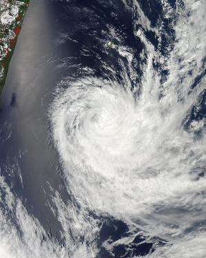 NASA sees Cyclone Dumile moving over open ocean
