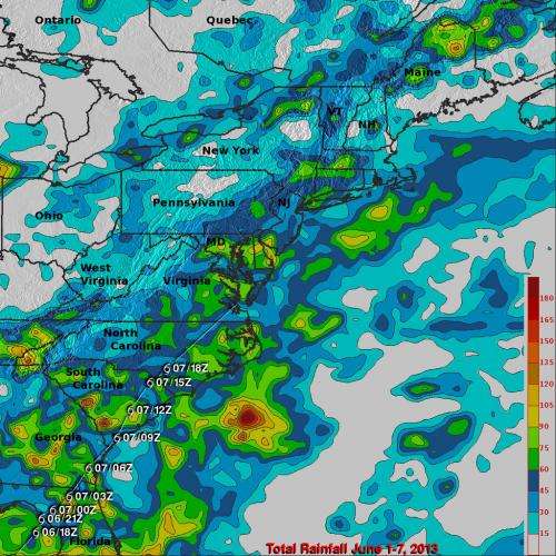 NASA's TRMM Satellite sees Andrea's heavy rains in Cuba, US East Coast