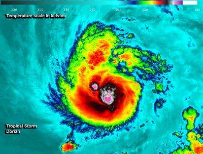 NASA's various views of Tropical Storm Dorian