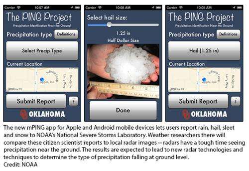 New smart phone app lets public report rain, hail, sleet and snow to NOAA